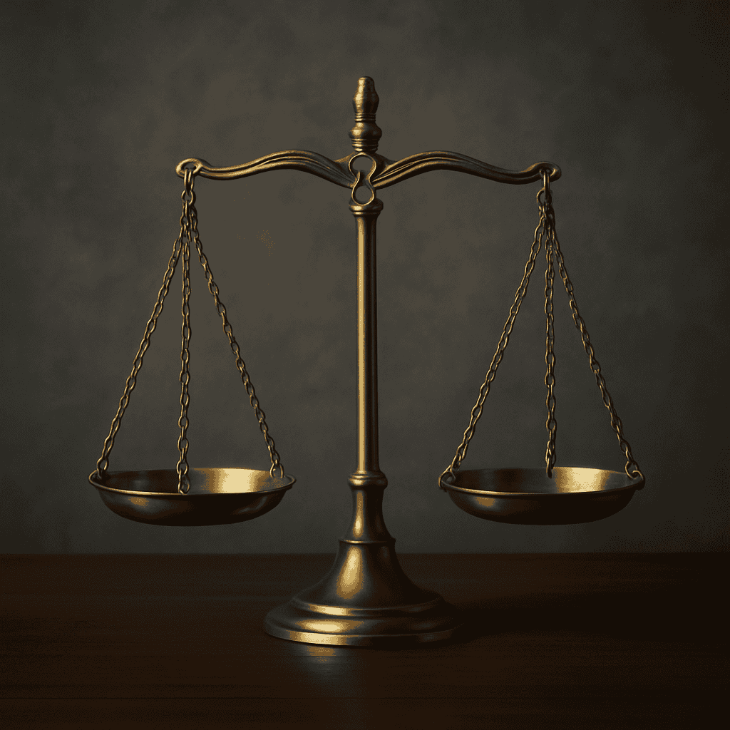 Una balanza sobre un soporte de madera